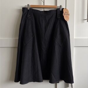 NWT Lena Hoschek Black Darted Wool Skirt